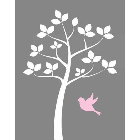 Girl Bird Tree Black Modern Wood Framed Art Print by Robinson, Tamara