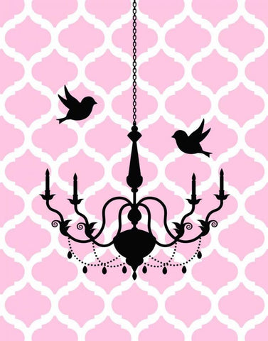 Chandelier Birds Black Ornate Wood Framed Art Print with Double Matting by Robinson, Tamara