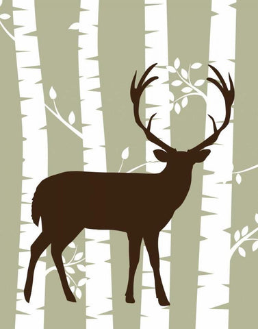 Deer I Woods Black Ornate Wood Framed Art Print with Double Matting by Robinson, Tamara