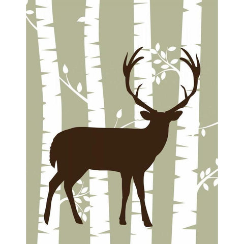Deer I Woods Black Modern Wood Framed Art Print by Robinson, Tamara