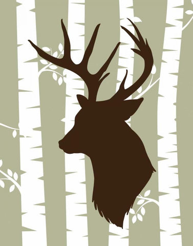 Deer 2 Woods White Modern Wood Framed Art Print with Double Matting by Robinson, Tamara