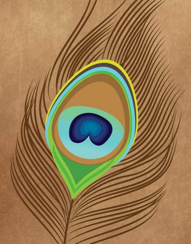 Peacock Feather I Black Ornate Wood Framed Art Print with Double Matting by Robinson, Tamara