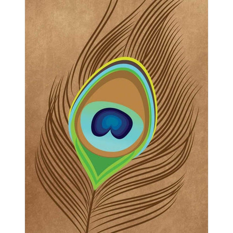 Peacock Feather I Black Modern Wood Framed Art Print with Double Matting by Robinson, Tamara