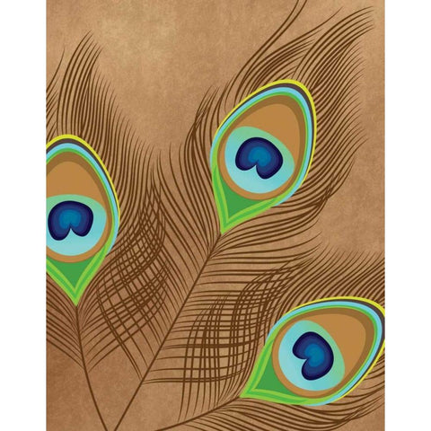 Peacock Feather II Gold Ornate Wood Framed Art Print with Double Matting by Robinson, Tamara