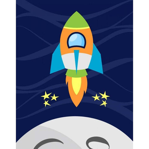 Space Rocket White Modern Wood Framed Art Print by Robinson, Tamara