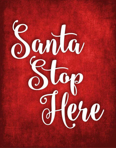 Santa Stop Here Black Ornate Wood Framed Art Print with Double Matting by Robinson, Tamara