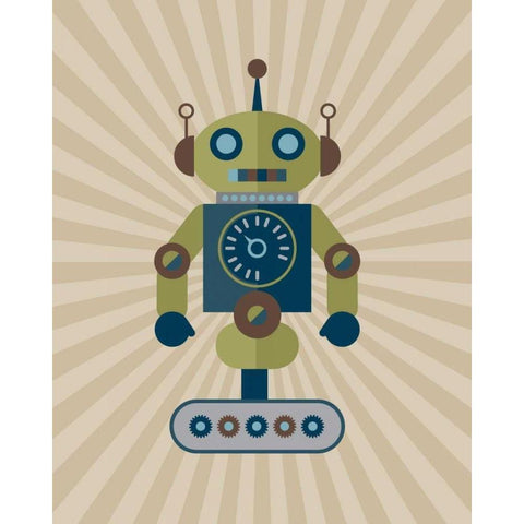 Robot I Gold Ornate Wood Framed Art Print with Double Matting by Robinson, Tamara