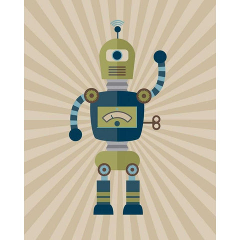 Robot II Black Modern Wood Framed Art Print by Robinson, Tamara