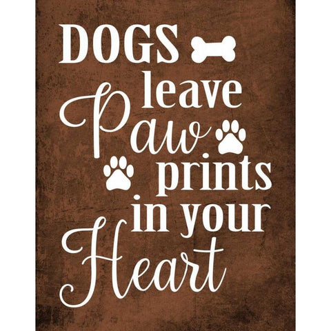 Dog Paw Prints Black Modern Wood Framed Art Print with Double Matting by Robinson, Tamara
