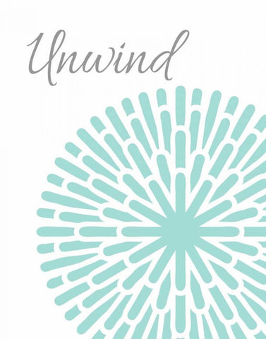 Unwind Aqua Grey Burst Black Ornate Wood Framed Art Print with Double Matting by Robinson, Tamara