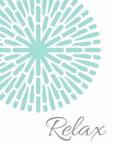 Relax Aqua Grey Burst White Modern Wood Framed Art Print with Double Matting by Robinson, Tamara