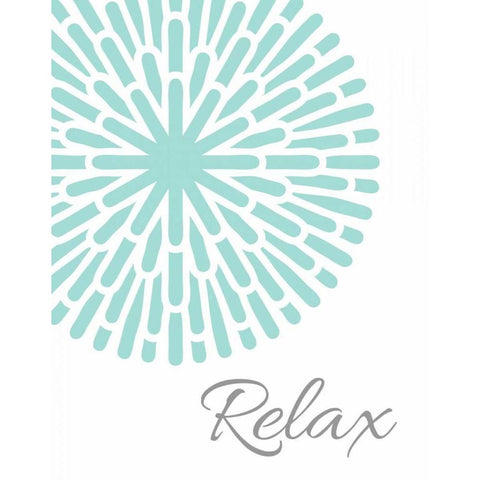 Relax Aqua Grey Burst Black Modern Wood Framed Art Print with Double Matting by Robinson, Tamara