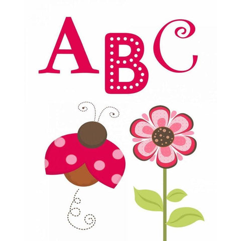 Ladybug ABC Black Modern Wood Framed Art Print with Double Matting by Robinson, Tamara