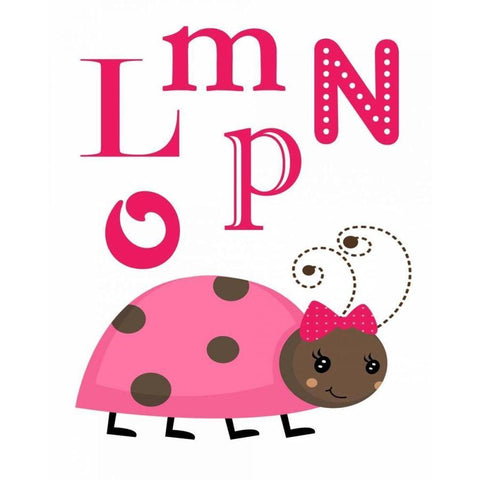 Ladybug LMNOP Black Modern Wood Framed Art Print with Double Matting by Robinson, Tamara