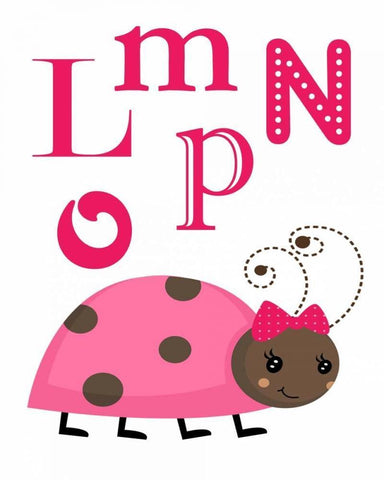 Ladybug LMNOP Black Ornate Wood Framed Art Print with Double Matting by Robinson, Tamara