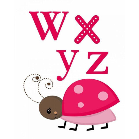 Ladybug WXYZ White Modern Wood Framed Art Print by Robinson, Tamara