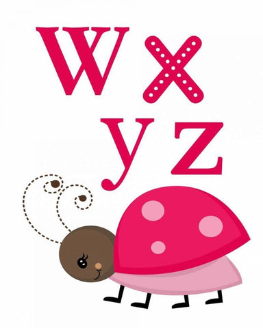 Ladybug WXYZ Black Ornate Wood Framed Art Print with Double Matting by Robinson, Tamara