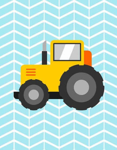 Construction Truck I White Modern Wood Framed Art Print with Double Matting by Robinson, Tamara