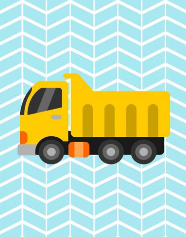 Construction Truck II White Modern Wood Framed Art Print with Double Matting by Robinson, Tamara