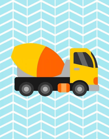 Construction Truck III White Modern Wood Framed Art Print with Double Matting by Robinson, Tamara