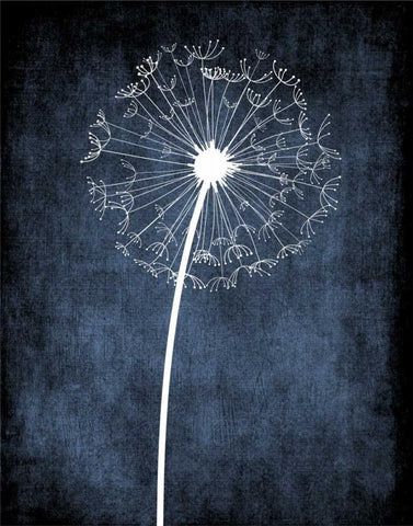 Dandelion on Blue III Black Ornate Wood Framed Art Print with Double Matting by Robinson, Tamara