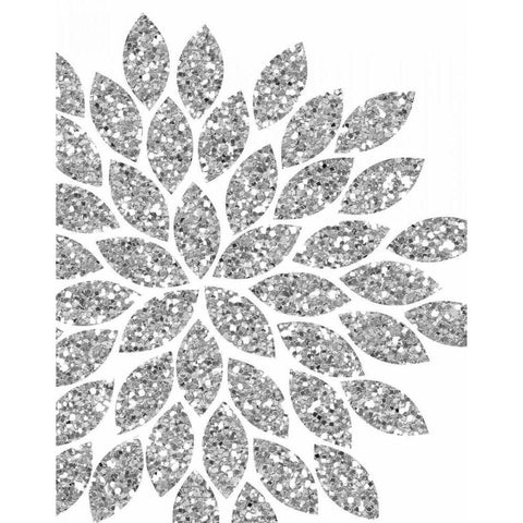 Silver Glitter Flower White Modern Wood Framed Art Print by Robinson, Tamara