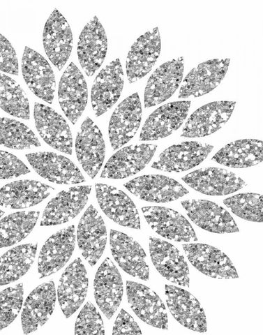 Silver Glitter Flower Black Ornate Wood Framed Art Print with Double Matting by Robinson, Tamara