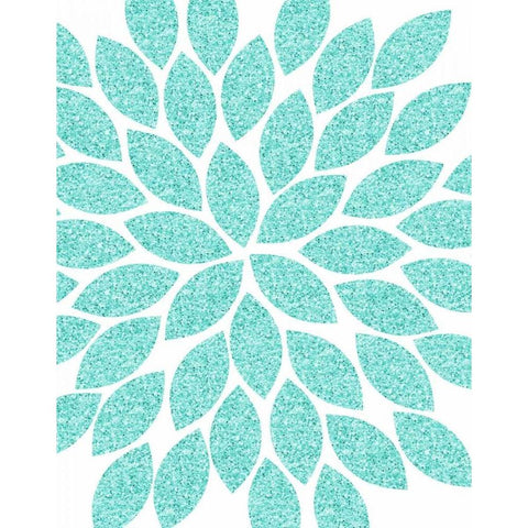 Turquoise Flower Glitter Black Modern Wood Framed Art Print with Double Matting by Robinson, Tamara