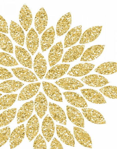 Gold Glitter Flower White Modern Wood Framed Art Print with Double Matting by Robinson, Tamara