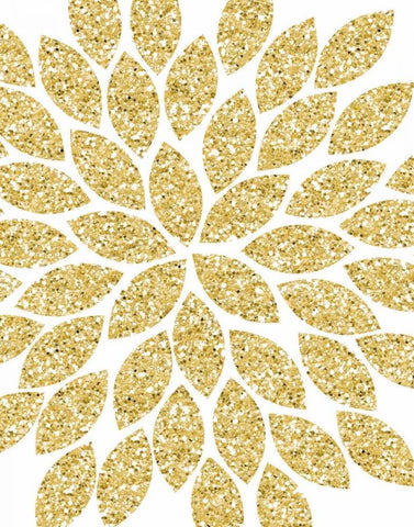 Gold Glitter Flower Black Ornate Wood Framed Art Print with Double Matting by Robinson, Tamara