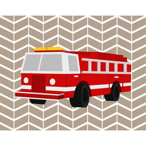 Fire Truck Gold Ornate Wood Framed Art Print with Double Matting by Robinson, Tamara