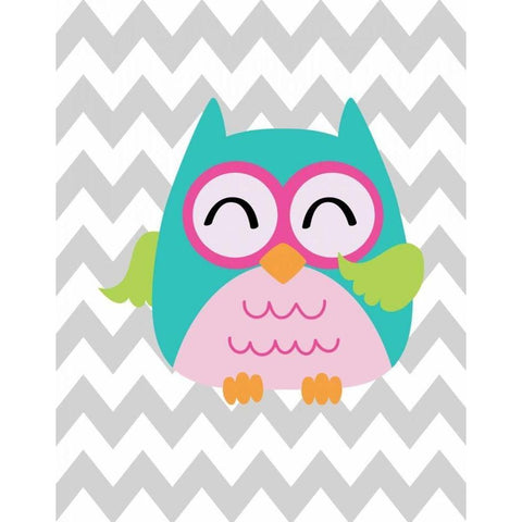 Owl Wash Brush Chevron Black Modern Wood Framed Art Print with Double Matting by Robinson, Tamara