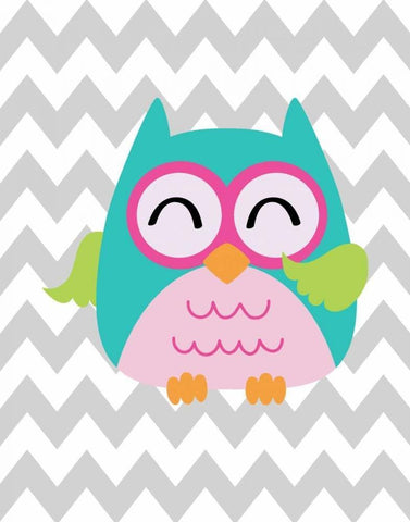 Owl Wash Brush Chevron White Modern Wood Framed Art Print with Double Matting by Robinson, Tamara