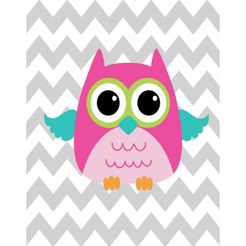 Owl Wash Brush Chevron II Gold Ornate Wood Framed Art Print with Double Matting by Robinson, Tamara