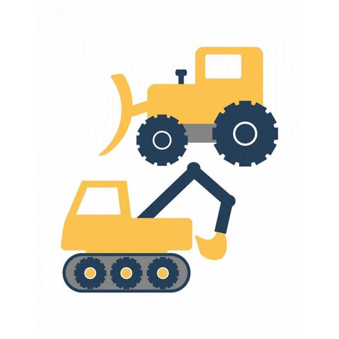 Construction Trucks Black Modern Wood Framed Art Print by Robinson, Tamara