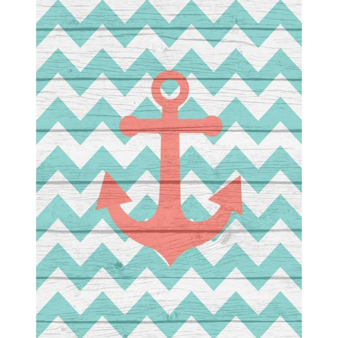 Nautical Anchor Black Modern Wood Framed Art Print with Double Matting by Robinson, Tamara