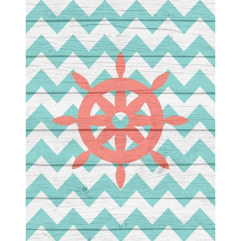 Nautical Wheel White Modern Wood Framed Art Print by Robinson, Tamara