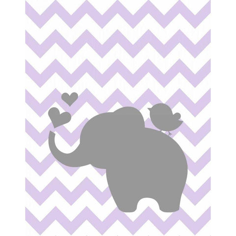 Elephant Bird Chevron White Modern Wood Framed Art Print by Robinson, Tamara