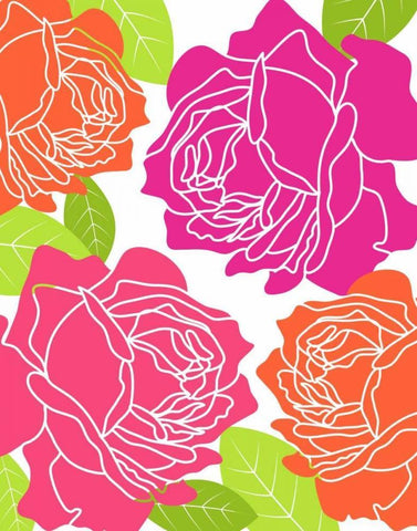 Roses I White Modern Wood Framed Art Print with Double Matting by Robinson, Tamara