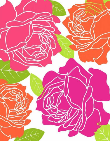 Roses II White Modern Wood Framed Art Print with Double Matting by Robinson, Tamara