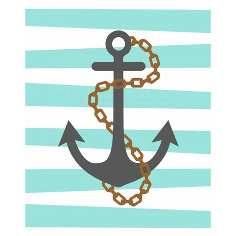 Pirate Anchor Gold Ornate Wood Framed Art Print with Double Matting by Robinson, Tamara