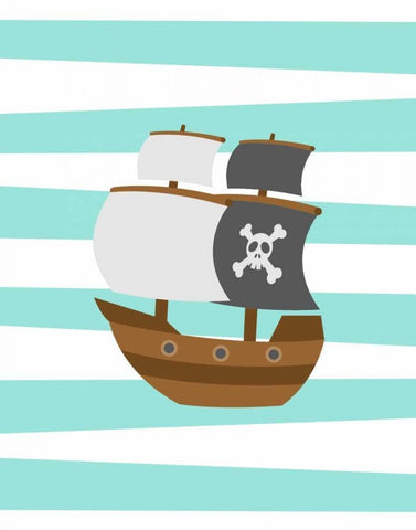 Pirate Boat White Modern Wood Framed Art Print with Double Matting by Robinson, Tamara