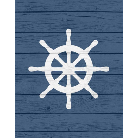 Nautical Wheel Black Modern Wood Framed Art Print by Robinson, Tamara