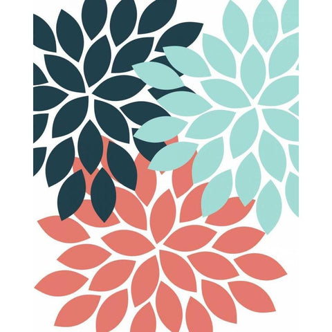 Trio Flower Burst White Modern Wood Framed Art Print by Robinson, Tamara
