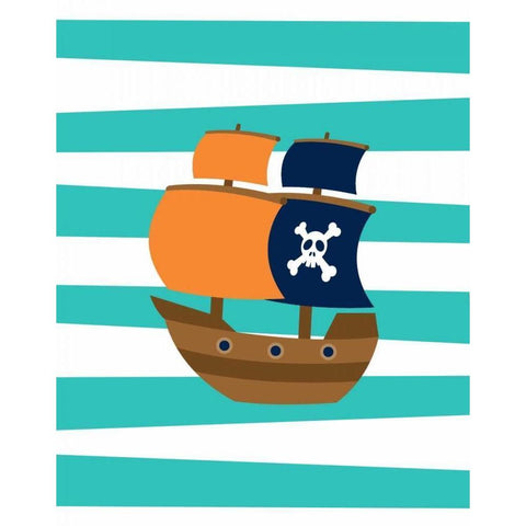 Pirate Boat II Black Modern Wood Framed Art Print with Double Matting by Robinson, Tamara