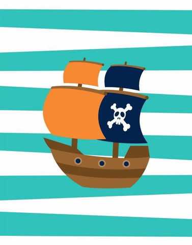 Pirate Boat II Black Ornate Wood Framed Art Print with Double Matting by Robinson, Tamara