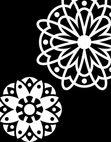 Black and White Mandala Black Ornate Wood Framed Art Print with Double Matting by Robinson, Tamara