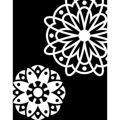 Black and White Mandala Black Modern Wood Framed Art Print by Robinson, Tamara