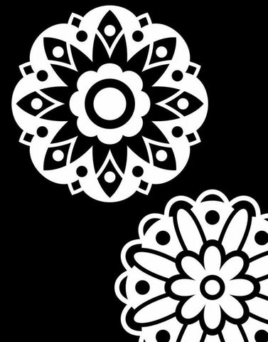 Black and White Mandala II White Modern Wood Framed Art Print with Double Matting by Robinson, Tamara