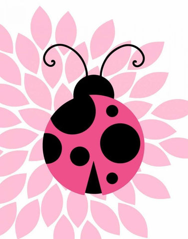 Pink Ladybug II Black Ornate Wood Framed Art Print with Double Matting by Robinson, Tamara